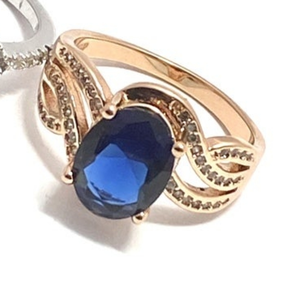 Solid 925 SS 5.0 ctw Blue Sapphire and Diamonique
